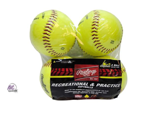 Lot 56-894592 - New in Package -4 Count Rawlings NCAA Recreational Fastpitch Softballs, 11 inch