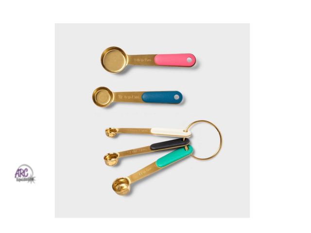 Lot 56-135827 - New 5pc Metal Measuring Spoon Set Gold - Tabitha Brown Stainless Steel, Dishwasher-Safe, Kitchen Col...