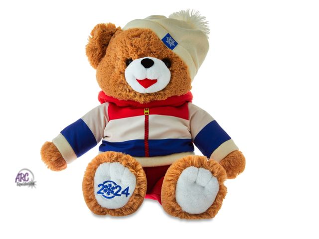 Lot 56-318730 - New, Snowflake Teddy Bear, specifically a 15-inch "Winter Boy" collectible plush toy from the 2024 c...
