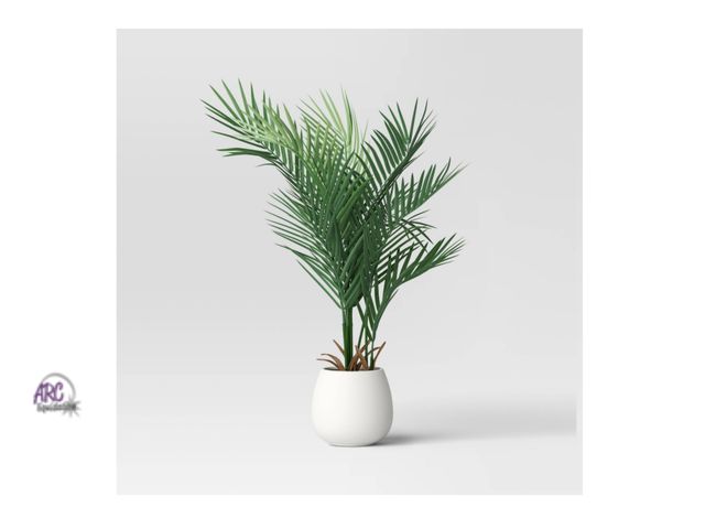 Lot 56-155012 - New Threshold 30" Large Phoenix Palm Artificial Plant - Faux Foliage, Indoor/Outdoor Decor, Ceramic ...