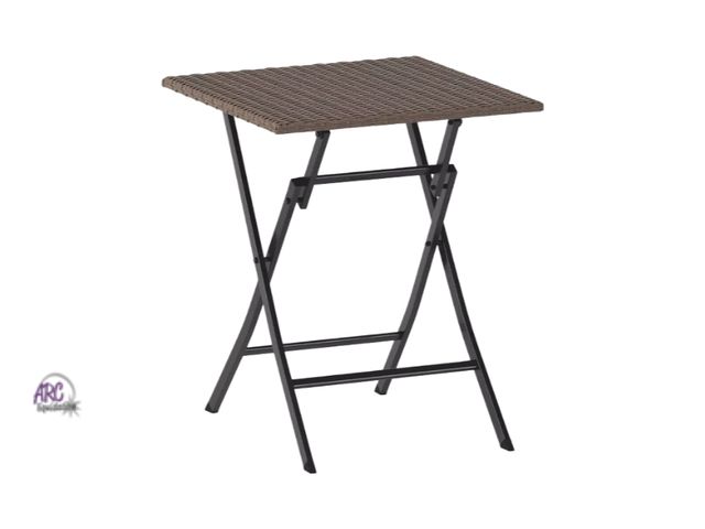 Lot 56-321615 - New,All-Weather Wicker Square Folding Outdoor Portable Side Table Light Brown - Room Essentials™: St...