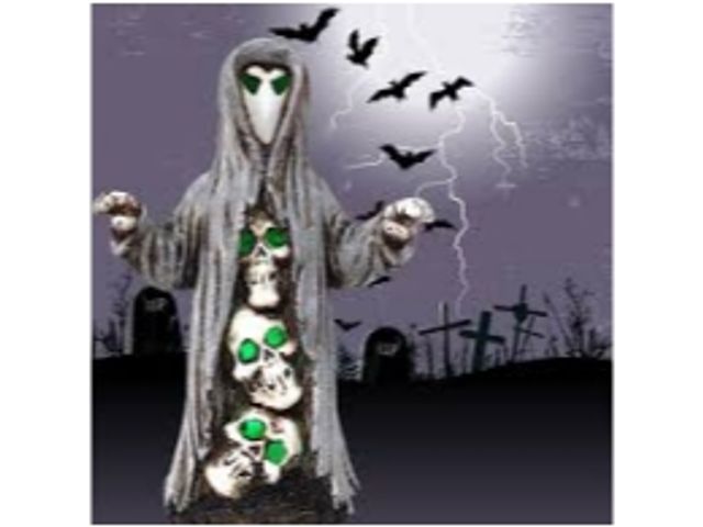 Lot 56-779122 - New  Ghost Figurine-Skull Statue Lights Decor - Ghost Hoodie LED Resin