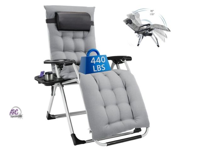 Lot 56-761951 - New in box. Zero Gravity Chair, holds 440lbs . Reclining Camping Lounge Chair for Indoor &amp; Outdo...
