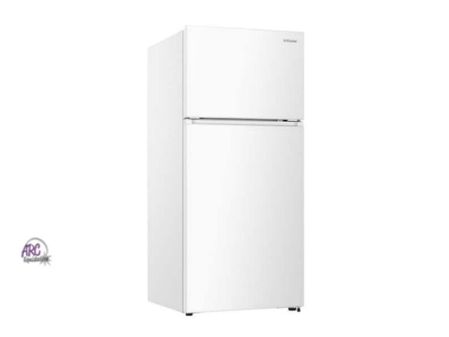 Lot 56-705167 - New. Tested. Dent on top freezer door. Retail $639. Vissani 18 cu. ft. Top Freezer Refrigerator in W...