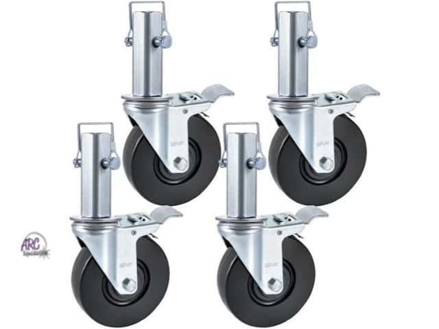 Lot 56-504765 - NEW-DAMAGED BOX-Scaffolding Rubber Swivel Caster Wheels 4-Pack 5 in. with Dual Locking Heavy Duty Ca...