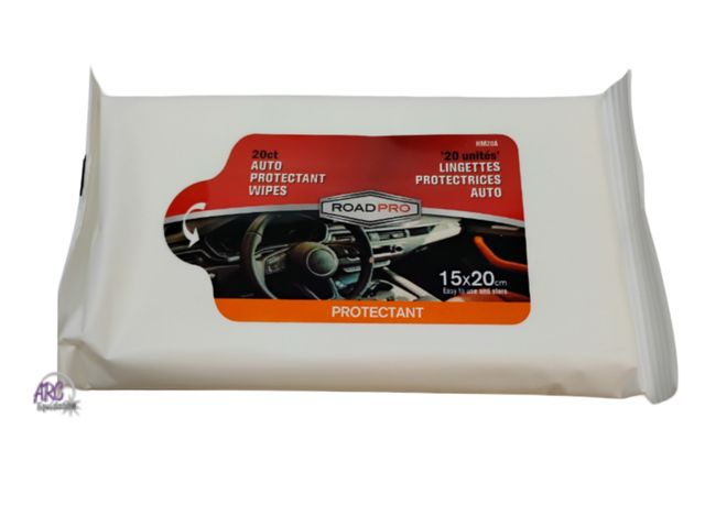 Lot 56-307150 - NEW-LOT OF 12 PACKAGES-RoadPro auto protectant wipes-20 wipes per package