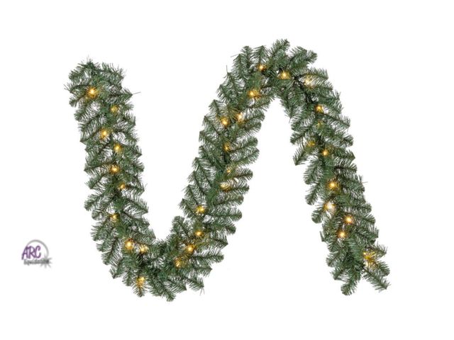 Lot 56-294830 - NEW Napa Pre-Lit Warm White LED Artificial Christmas Garland, Green, 9', by Holiday Time
