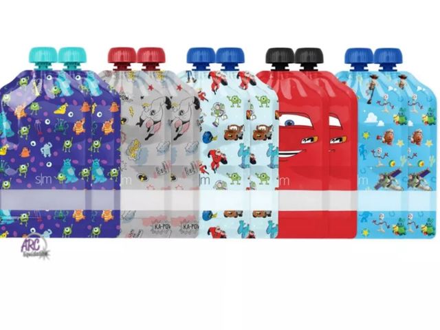 Lot 56-549729 - NEW-10 PACK Kids Food Pouches - Simple Modern-CARS THEMED