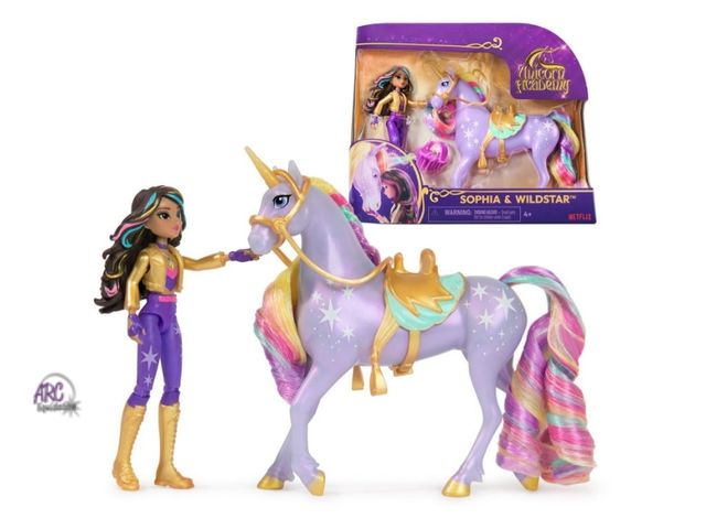Lot 56-745330 - New Unicorn Academy, Sophia &amp; Wildstar with 2 Riding Accessories