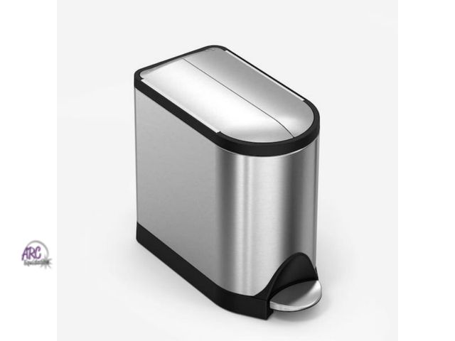 Lot 56-798614 - New 10L Butterfly Lid Bathroom Trash Can, Brushed Stainless Steel