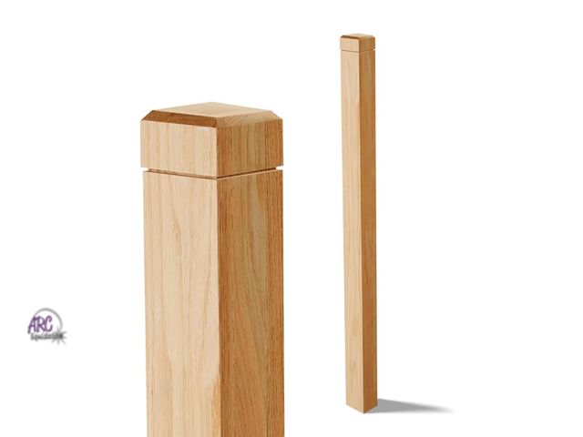 Lot 56-449839 - New in box 
3" x 3" x 48" Solid Red Oak Stair Newel Post with a Single Groove Notched Newel Wood Bal...