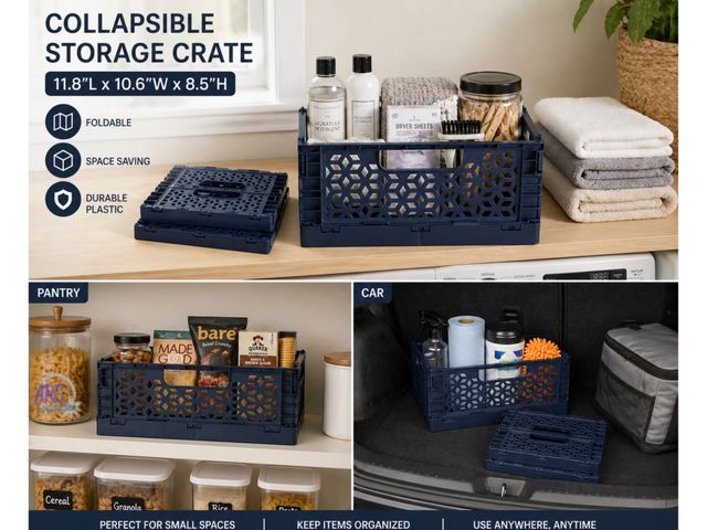 Lot 56-610429 - New - Set of 3 Kirkton House Mini Collapsible Crates. 11.8 inches (L) x 10.6 inches (W) x 8.5 inches...