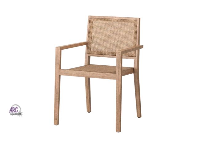 Lot 56-314715 - New,Wood Caning Stackable Patio Chair Brown - Threshold™ designed with Studio McGee