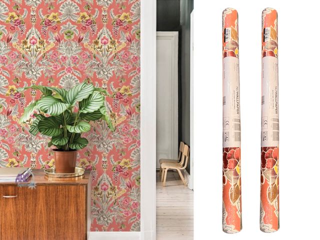 Lot 56-461911 - NEW/SEALED Lot of 3 Rolls NuWallpaper Summer Love Peel and Stick Wallpaper Peach: Removable Vinyl, S...