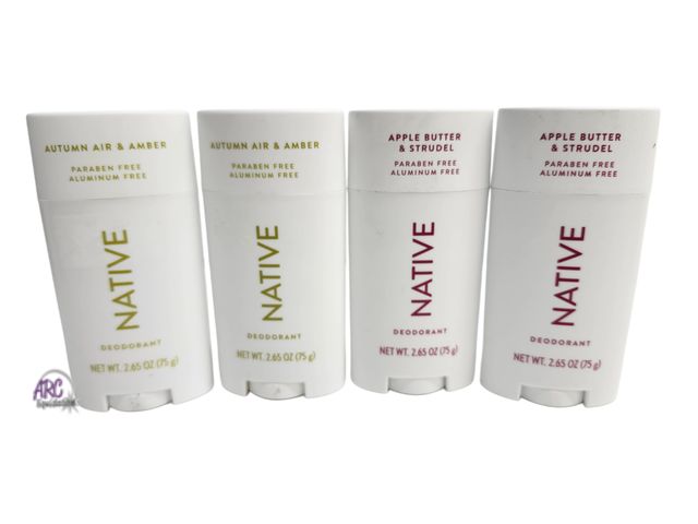 Lot 56-820898 - New - Lot of 4 - Native Deodorant - x2 Autumn air and Amber x2 Apple Butter and Strudel
