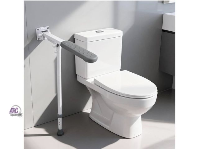 Lot 56-267050 - New 26 Inch Grab Bar for Toilet with Adjustable Height and Length, Flip up Bathroom Safety Rail with...