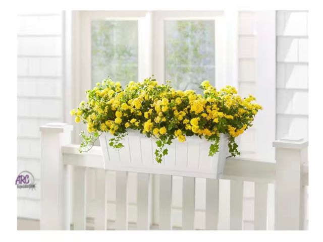 Lot 56-149564 - New (Has Warehouse Dust See in Photos) Eden Medium White Resin Lightweight Deck Rail Planter Box (28...