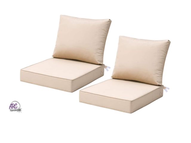 Lot 56-783464 - New. 4 PC set. 24 in. x 22 in. Outdoor Couch Cushion in Beige for Lounge Chair Loveseat Sectional Sw...
