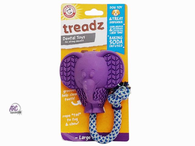 Lot 56-217160 - New - Arm &amp; Hammer Super Treadz Large Elephant Dental Chew Toy for Dogs.