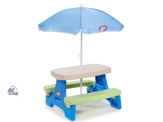 Lot 56-532817 - SLIGHTLY USED- Little Tikes Easy Store Play Table with Umbrella