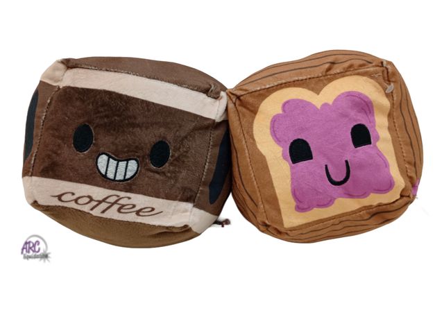 Lot 56-789723 - New Inseparables Plush coffee and toast. 6" tall with magnetic in middle