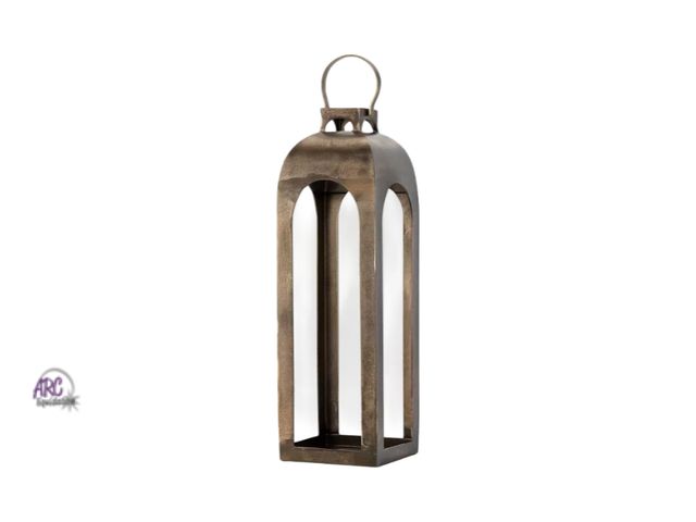 Lot 56-386612 - New,29" Pillar Cast Aluminum Lantern Candle Holders Gold - Threshold