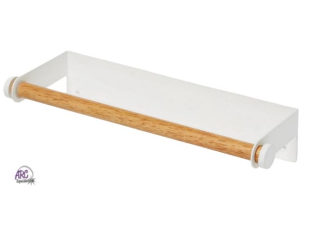 Lot 56-588033 - NEW-TORN PACKAGE-Brightroom steel under-cabinet paper towel holder-white/wood