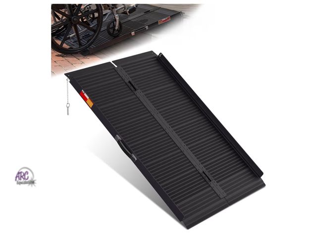 Lot 56-196240 - New VNN Portable Wheelchair Ramp 4FT, Black Seamless Non-Slip Aluminum Ramps for Wheelchairs for Hom...