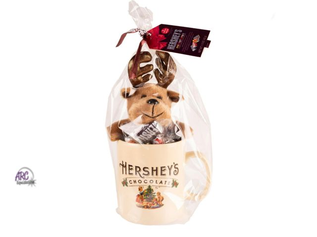 Lot 56-726328 - NEW-Hershey's Jumbo Cream 30oz  Mug with Reindeer Plush and Chocolate 1.5 oz