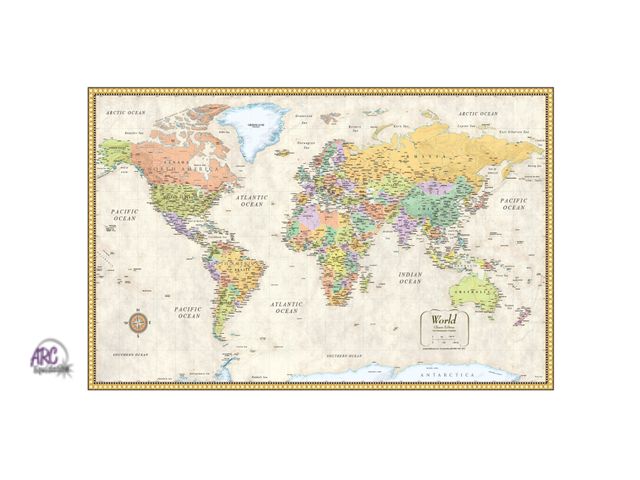 Lot 56-290012 - NEW Swiftmaps Laminated RMC Classic Edition World Wall Map Poster, 50" x 32