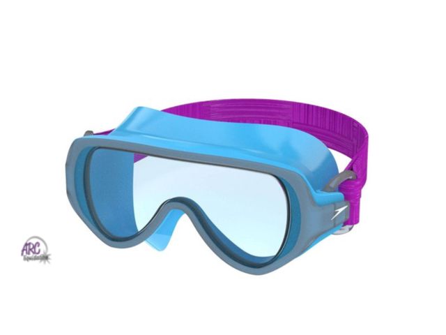 Lot 56-323760 - New Speedo Kids' Swim Mask with Fabric Strap - Blue/ Purple: Ages 3-6, Polycarbonate,