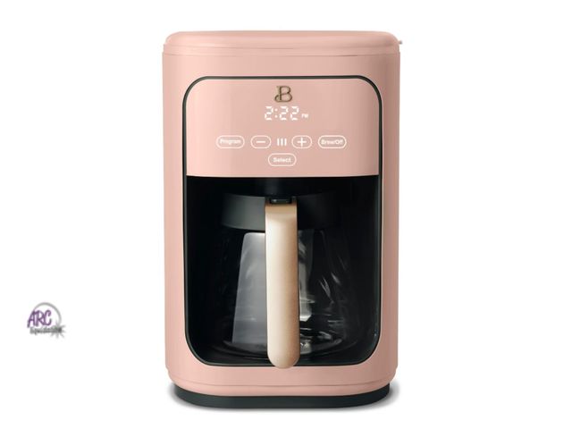 Lot 56-641151 - New - Beautiful 14-Cup Programmable Drip Coffee Maker with Touch-Activated Display, Rose by Drew Bar...