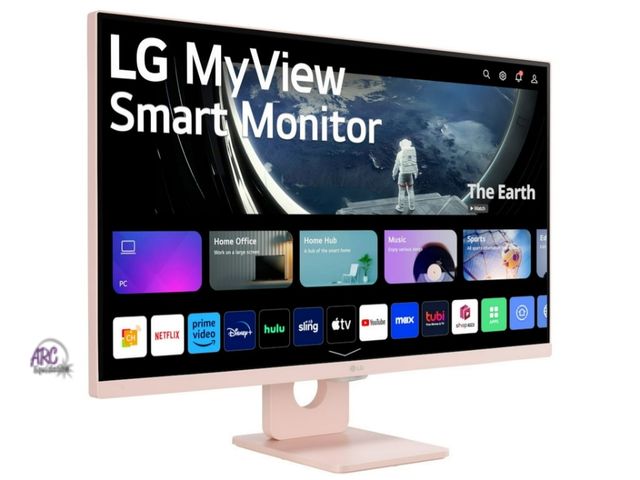 Lot 56-790513 - New out of box. LG 27" Monitor Full HD IPS MyView Pink Smart Monitor with webOS and Built-in Speaker...
