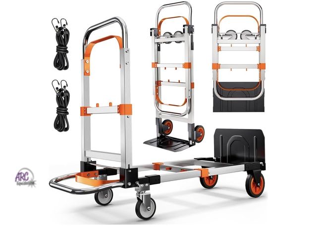 Lot 56-264250 - New 3 in 1 Folding Hand Truck Dolly Cart with Wheels Foldable Utility Cart Aluminum Trolley Cart 600...