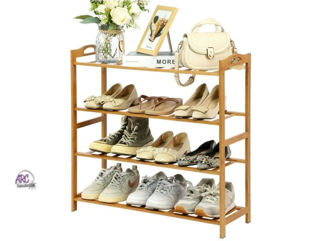 Lot 56-503824 - NEW-PHOGARY 4 Tier Bamboo Shoe Rack, Free Standing Shoes Rack Shoe Shelf Shoe Organizer for Closet, ...