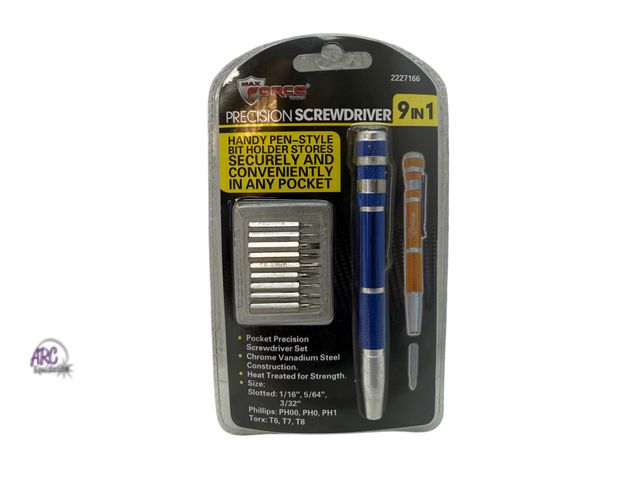 Lot 56-617530 - New - Max Force 9-in-1 Pocket Precision Screwdriver Set