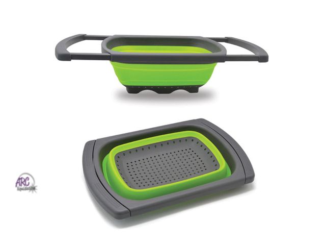 Lot 56-638965 - New - Collapsible Colander Strainer Over The Sink Vegetable/Fruit green