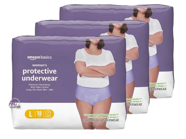 Lot 56-263450 - Amazon Basics Incontinence Underwear for Women, Maximum Absorbency, Fresh Protection, Postpartum, Di...