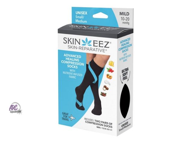 Lot 56-518965 - NEW-Skin-eez skin-reparative compression socks-Large/XL 2 pack black-mild-10-20 mmHg