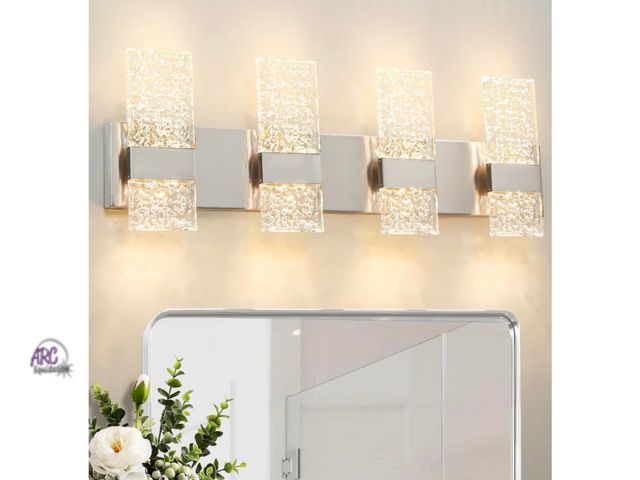 Lot 56-634750 - New - Ditoon Modern Brushed Nickel 8-Lights Bathroom Vanity Light, Eleglant Nickel LED Bathroom Ligh...