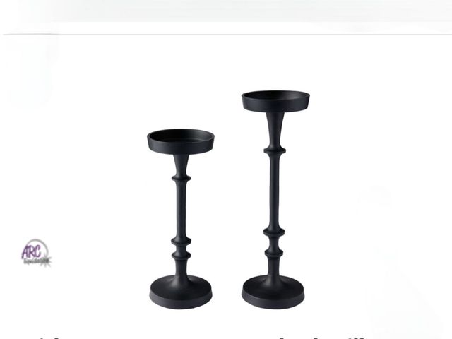 Lot 56-354834 - New, Kirkton House Matte Black Pillar Candle Holder set of 2