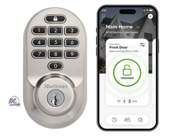 Lot 56-796424 - New/possible use. kwikset HALO Satin Nickel Keypad WiFi Electronic Single-Cylinder Smart Lock Deadbo...