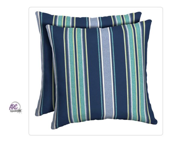 Lot 56-137299 - New ARDEN 16 × 16 Sapphire Aurora Blue Stripe Square Outdoor Throw
Pillow (2-Pack)