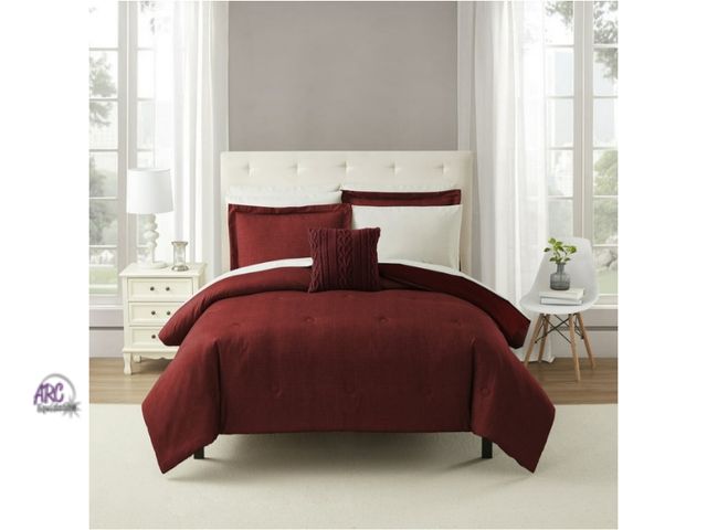 Lot 56-793624 - New Mainstays 10 Piece Red Texture Bed in a Bag Comforter Set with Sheets, Queen