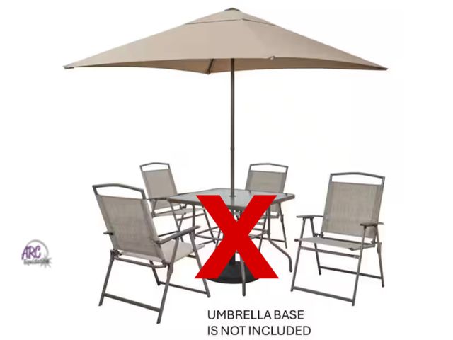 Lot 56-649551 - New Out of box - Amberview 5-Piece Sling Folding Outdoor Dining Set with Umbrella Does not have Tabl...