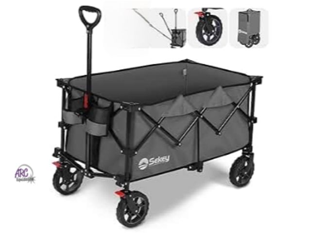 Lot 56-751420 - New Sekey 220L Collapsible Foldable Wagon with 330lbs Weight Capacity, Heavy Duty Folding Wagon Cart...