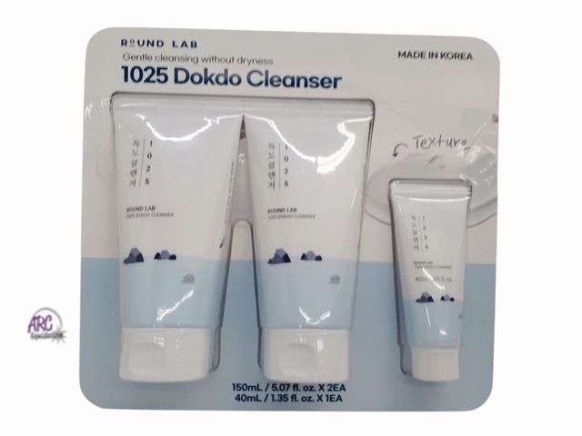 Lot 56-232064 - New In Box - 3 Pack Round Lab 1025 Dokdo Cleanser Set, 2 150 ml, 1 40ml