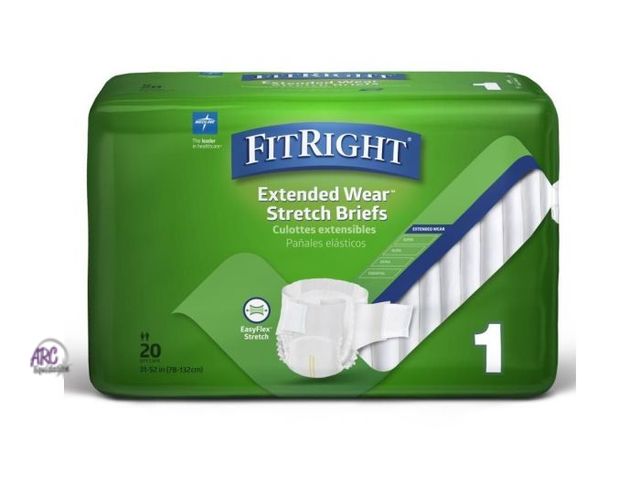 Lot 56-262950 - Case of 4 packs 20(80 total) Medline FitRight Extended Wear Stretch Briefs single use