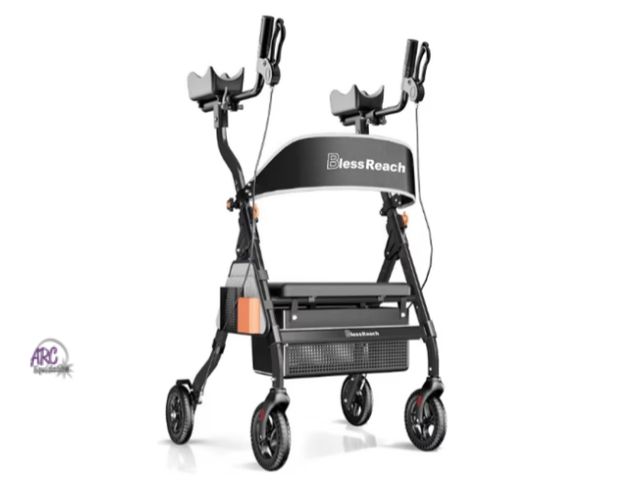 Lot 56-781464 - New in box. BlessReach Heavy Duty Upright Rollator Walker for Seniors with Seat, 450lb Capacity, 8" ...