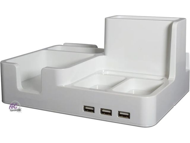 Lot 56-472112 - NEW-ARTISTIC-desktop organizer with docking station-white-9"W x 7"L